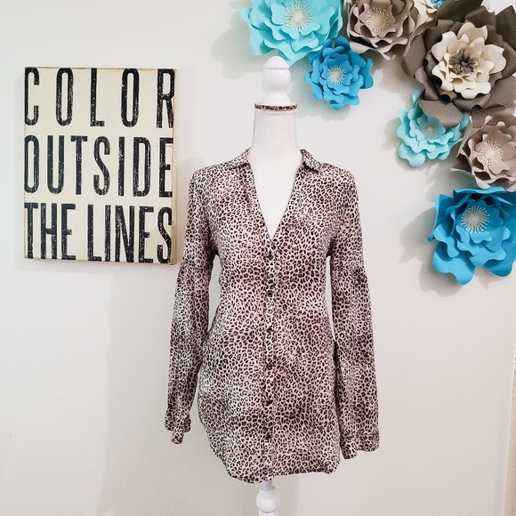 ZARA BASIC BUTTON UP LEOPARD ANIMAL PRINT LARGE - Picture 2 of 9